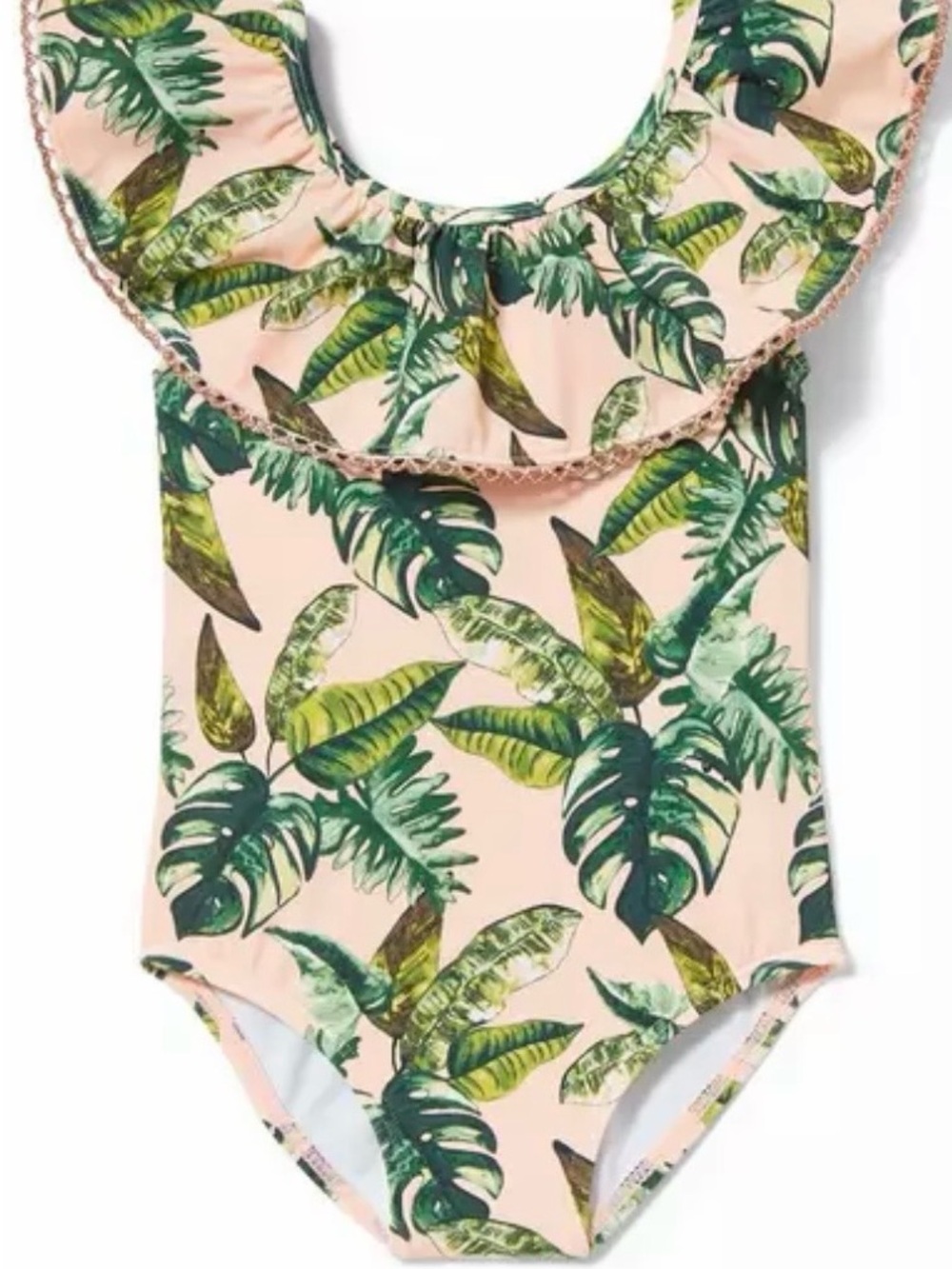 Janie & Jack Toddler Girl Palm Print One Piece Swim Suit Iced Nectar Size 2T